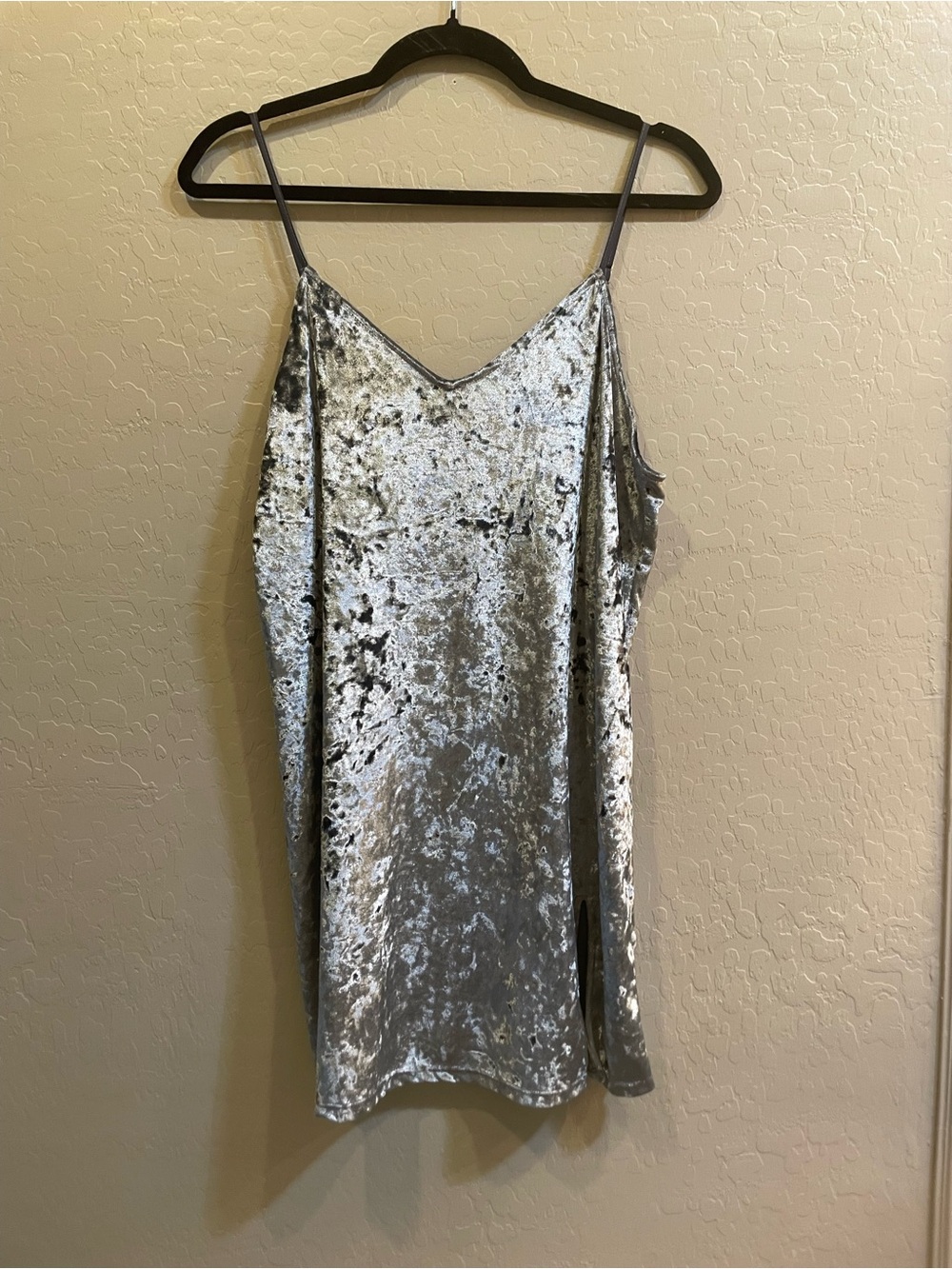 French Connection Silver Crushed Velvet Top